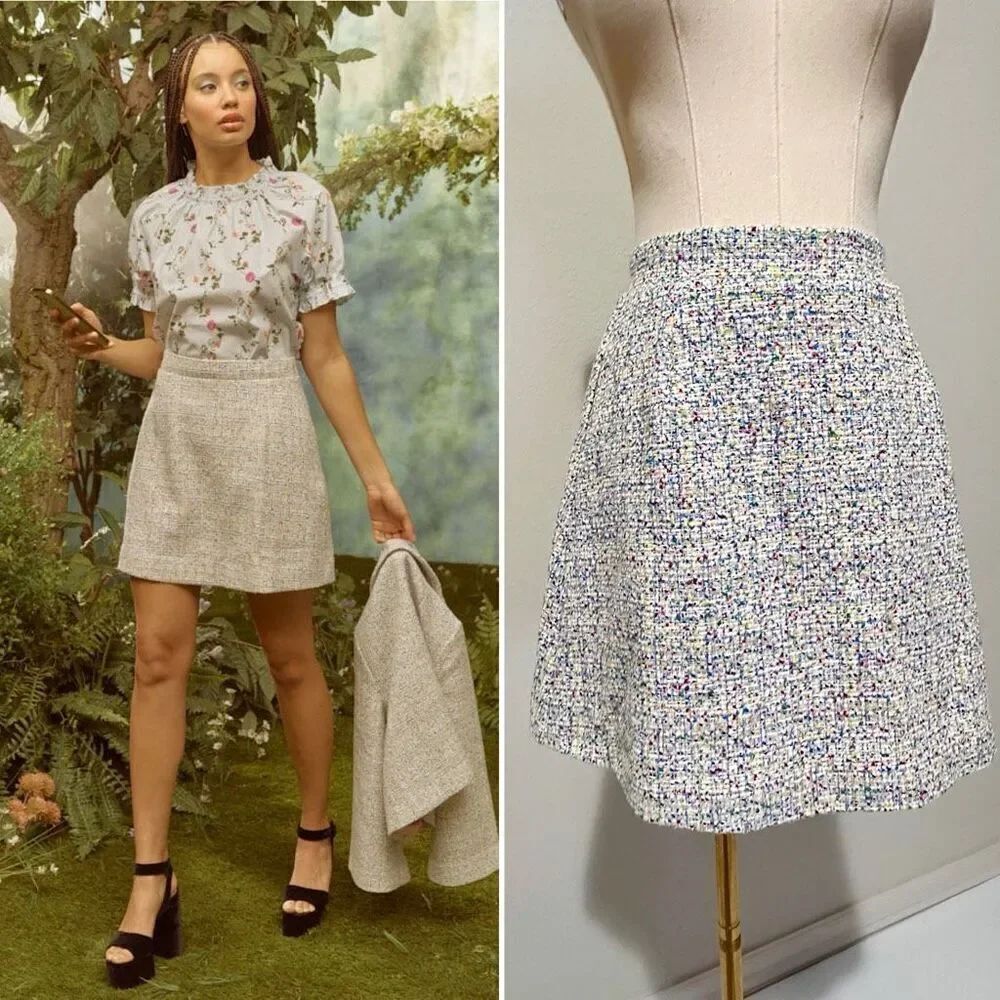 Hill House Olivia Rainbow Tweed Short A Line Skirt XS Preppy Twee Whimsigoth